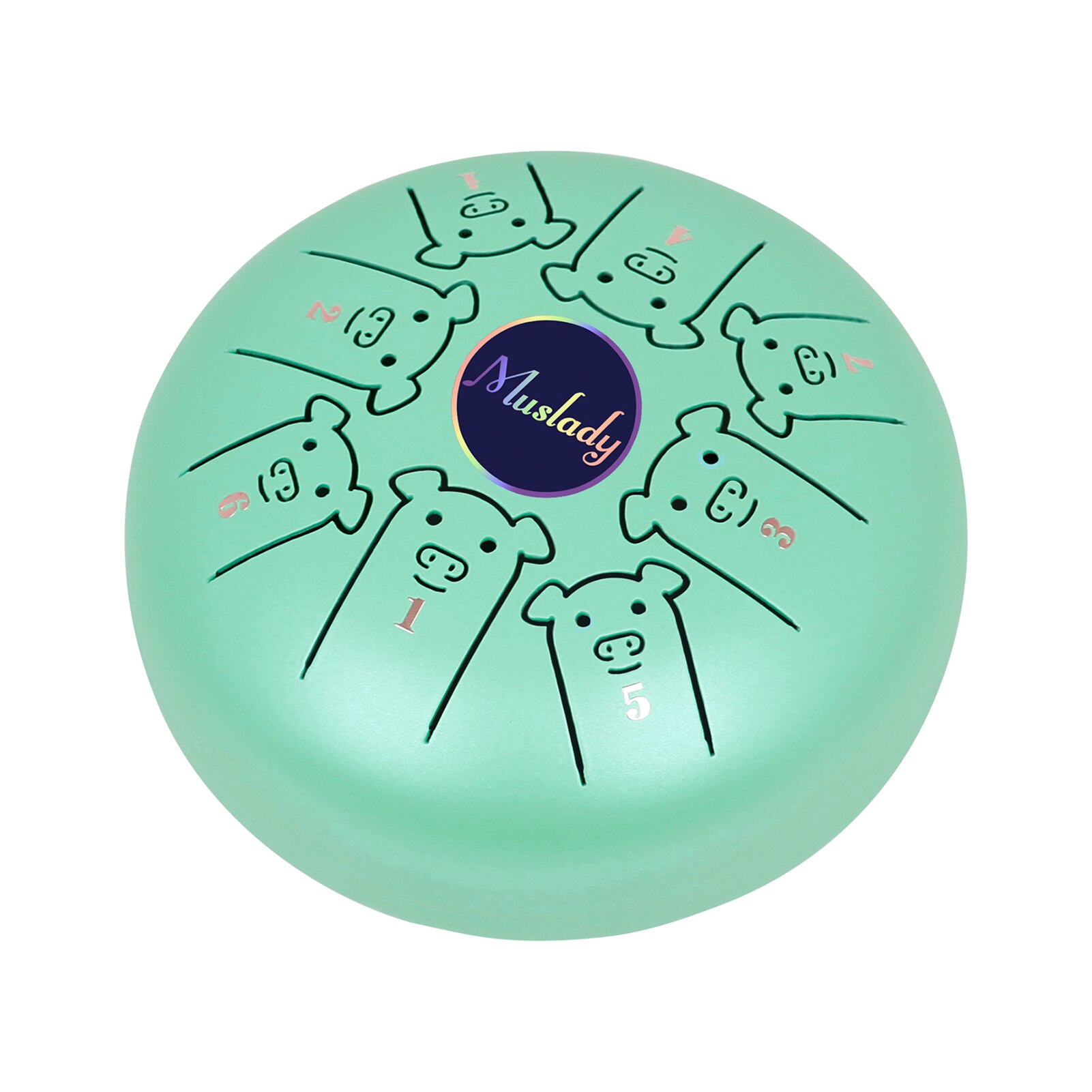 Muslady 5.5 Inches Mini Steel Tongue Drum 8 Notes C Key Handpan Drum Chinese Zodiac Patterned Tank Drum Percussion Instruments:  Cyan