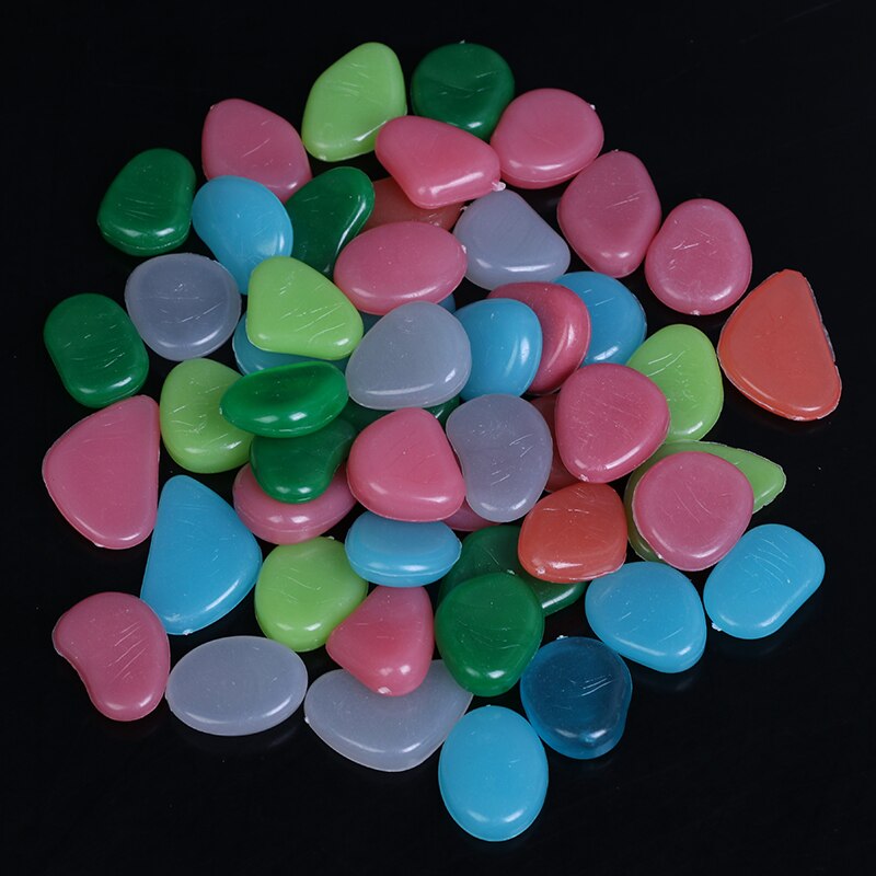 50 sztuk wystrój ogrodu świecące kamienie świecą w ciemności dekoracyjne kamyki na zewnątrz dekoracja akwarium żwirowe skały akwarium mieszać kolorów: MC