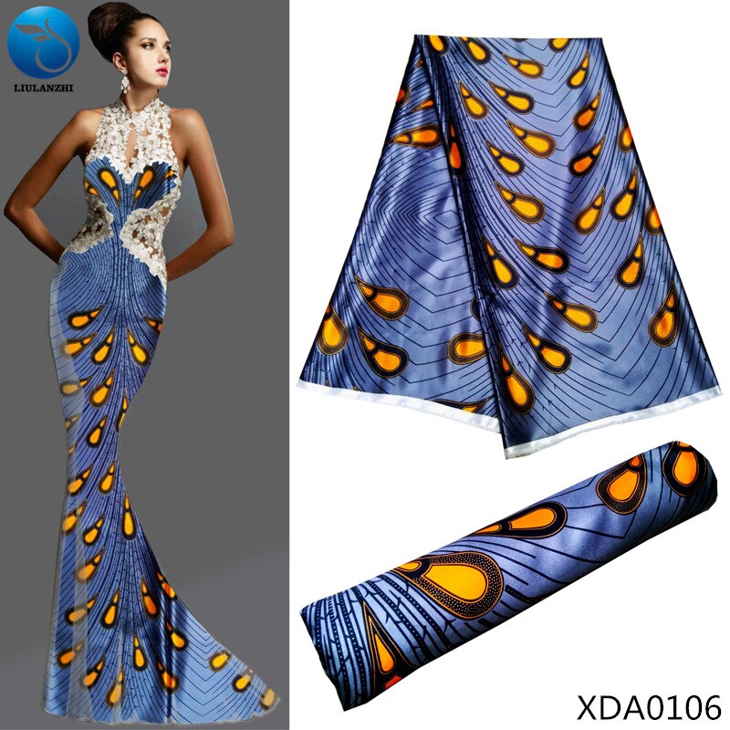 LIULANZHI, impresiones de cera de seda africana, satén, cera de seda imitada africana para vestido de mujer, , último , tela de seda Africana XDA01: XDA0106
