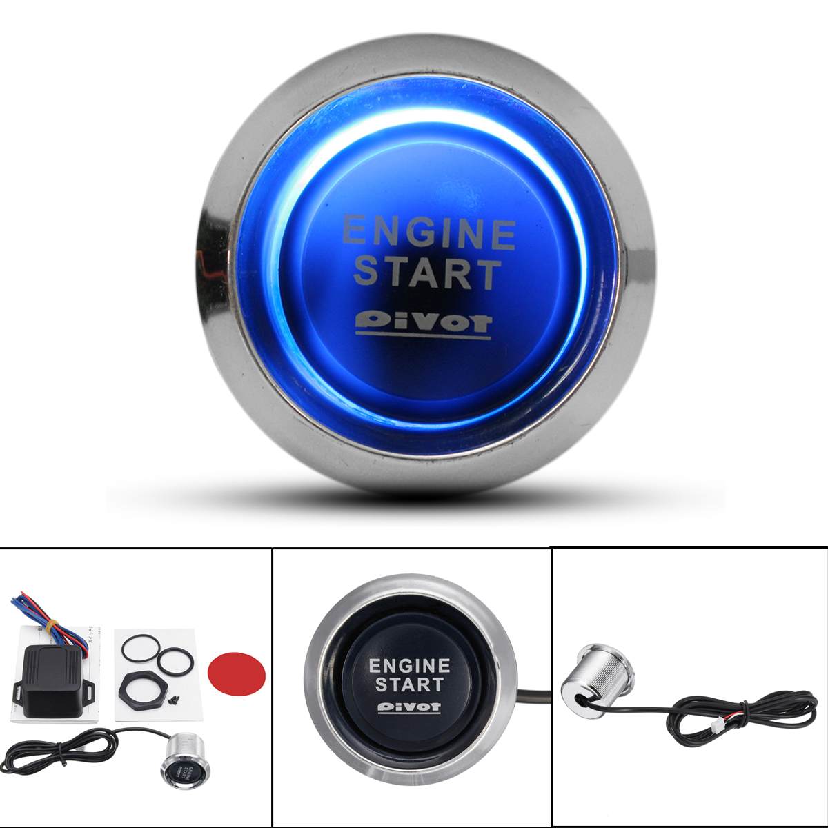 Kit de démarreur à allumage et arrêt pour moteur de voiture, démarrage et arrêt, sans clé, LED bleue