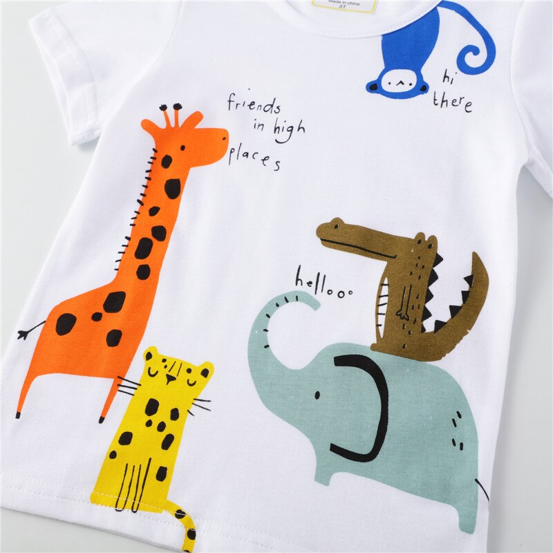 Jumping Meters Summer Boys T shirts Cotton Girls Tees Baby Clothes Animals Print Cute Children Tops