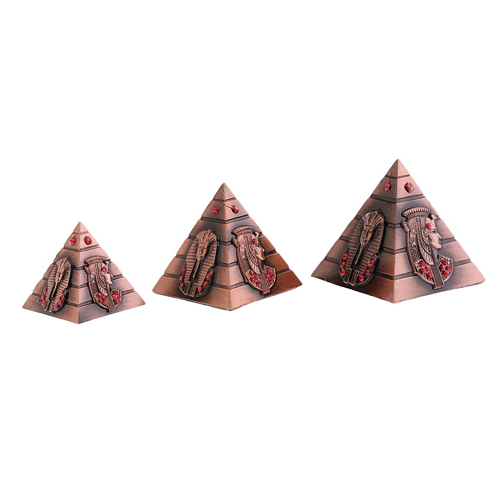 3pcs Metal Egyptian Pyramids Architectural Souvenir Keepsake Urn Pyramids Building Model Egypt Tower Landmark Home Decor: Copper as described