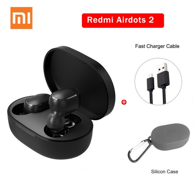 Xiaomi Redmi Airdots 2 TWS Earphone Wireless bluetooth 5.0 Earphone Stereo Noise Reduction Mic Voice Control: AirdotS2 grey case