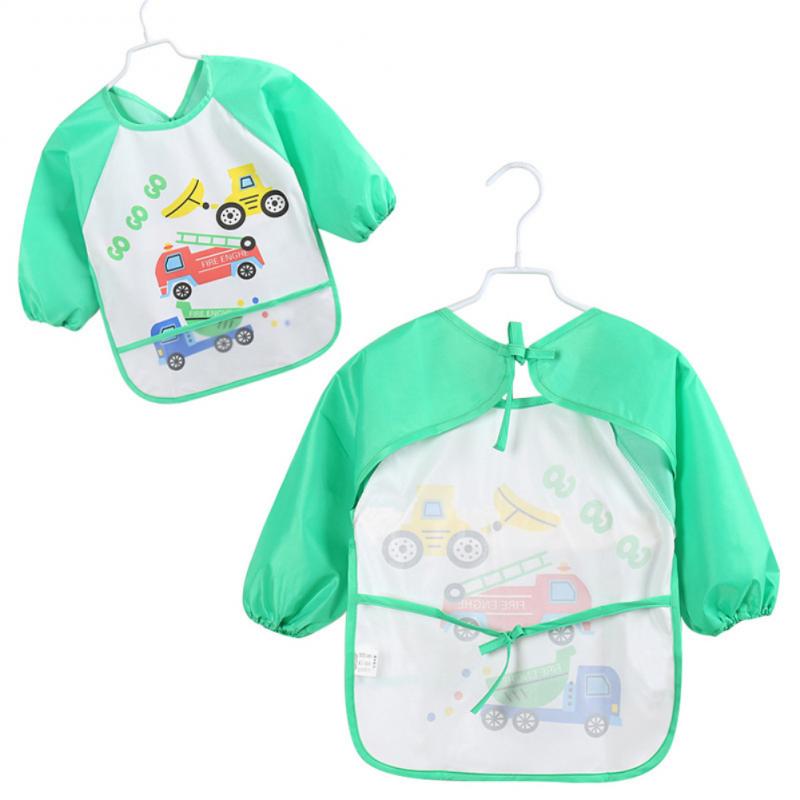 Children's Baby Kids Long Sleeve Feeding Bib Waterproof cloth overalls painting clothes Animals Art Paint Play Apron orange fox