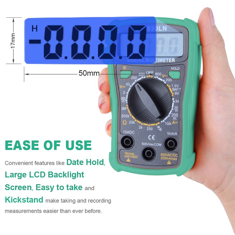 Handskit Digitale Multimeter Pocket Digitale Backlight Multimeter Ac/Dc Voltage Meter Met Probles 2 Krokodil Clip Gereedschappen