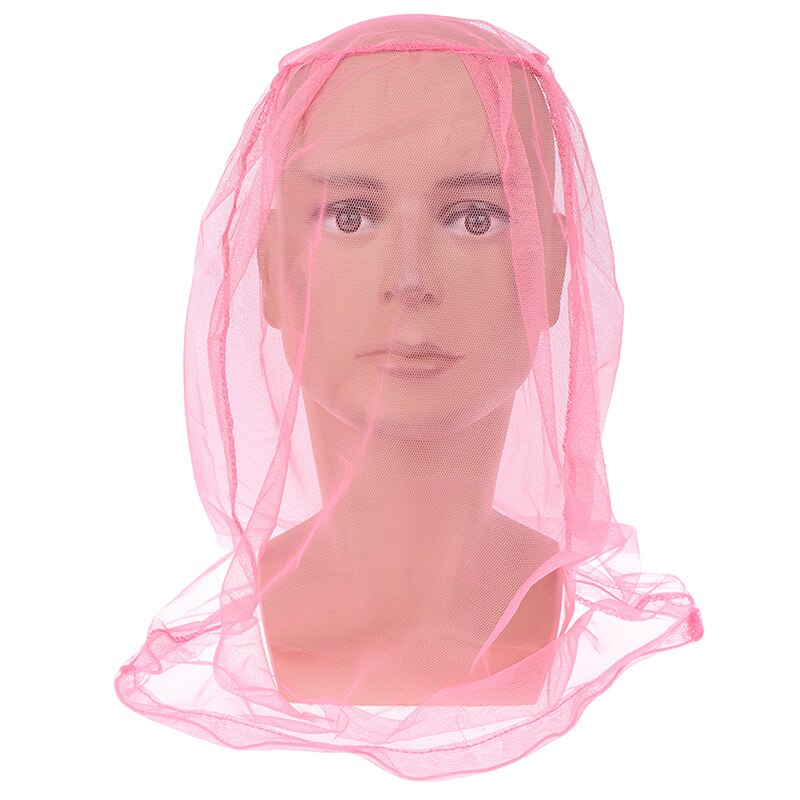 Gros tissu Midge moustique insecte chapeau Bug maille tête Net visage protecteur voyage Kits Camping randonnée en plein air équipement outil: Rose