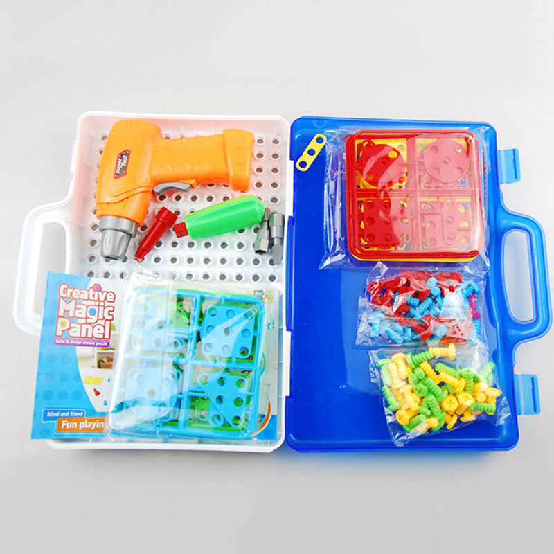 Tool Kit Kunststoff Junge Jigsaw Mosaik Gebäude Spielzeug Kinder Spielzeug Pädagogisches Spielzeug Bohrer Puzzle DIY Schraube Gruppe Spielzeug Kinder