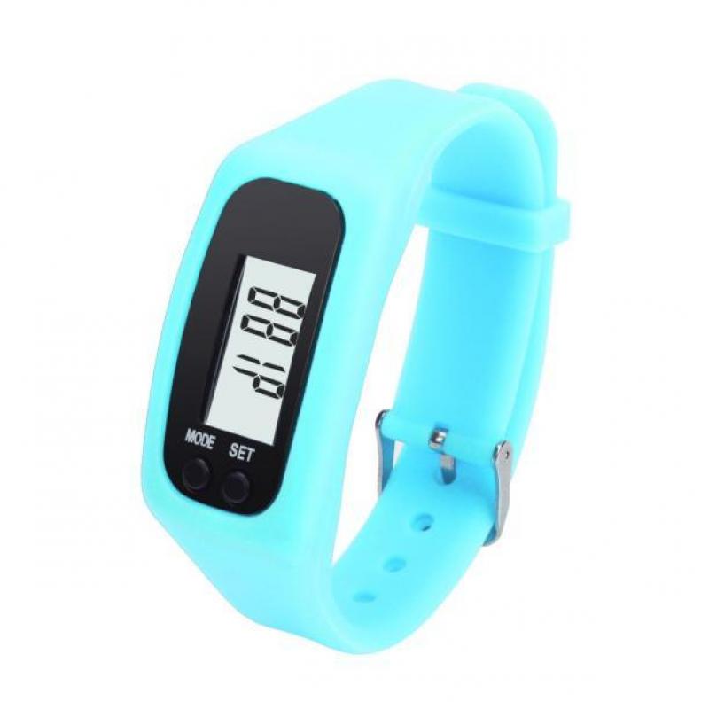 Digital LCD Pedometer Run Step Walking Distance Calorie Counter Sport Watch Bracelet Running Walking Stride Meter Wristband: Sky Blue