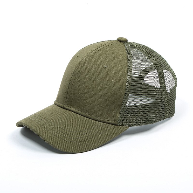 Tennis Cap Women Sport Hat Summer Messy Bun Mesh Hats Adjustable Sport Running Cycling Caps for: Army Green