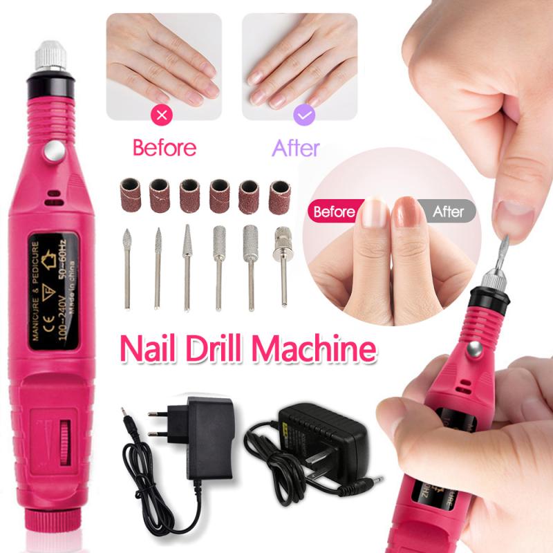 1pcs Electric Nail Drill Machine USB Charging Manicure Machine Nail Art Pen Pedicure Nail File Pedicure Drill Set
