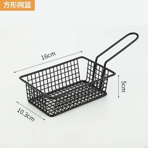 French Fries Fried Chicken Snack Basket Chicken Wing Bread Basket Fried Food Plate Restaurant French Fries Basket: Black (rectangular)