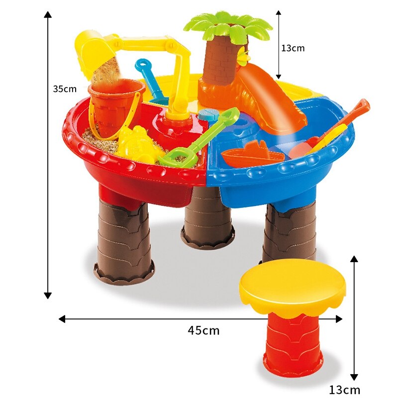 Kids Sand Pit Set Sand &amp; Water Table For Toddler Sandbox Activity Table Beach Toys For Sand Castles Water Play