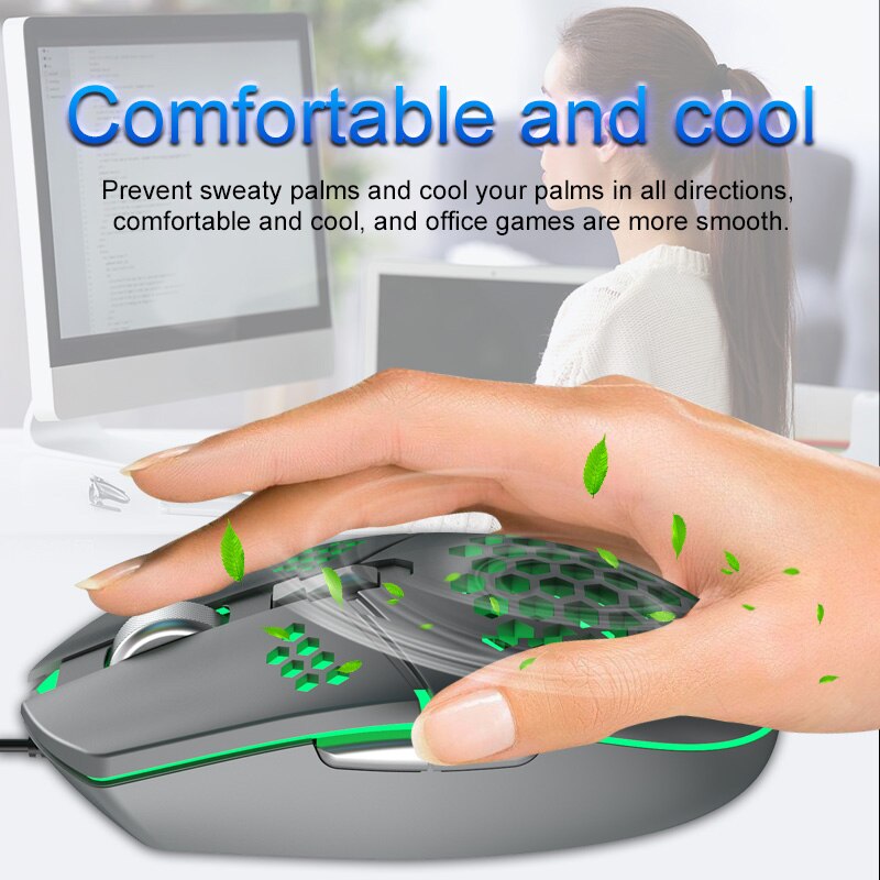 Profession Wired Gaming Cooling Mouse USB RGB LED Light 6 Button Optical Computer Mute Mice Gamer with Cooling Fan For PC Laptop