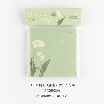 100Sheets/Pack Bloemen Memo Pad Stickers Decal Sticky Notes Scrapbooking Diy Kawaii Notepad Dagboek 804: Blue