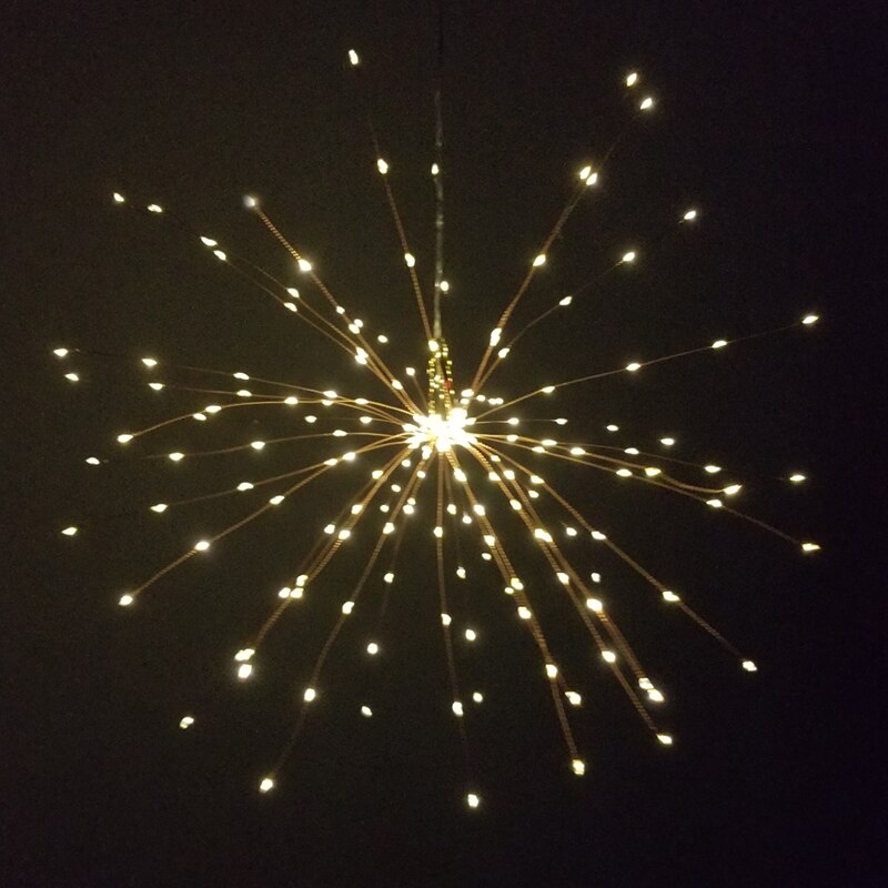 Festivaali roikkuu starburst merkkijono valot 100-200 lediä tee itse ilotulitus kupari keiju seppele jouluvalot ulkona vilkkuva valo: Lämmin valkoinen / 200 lediä