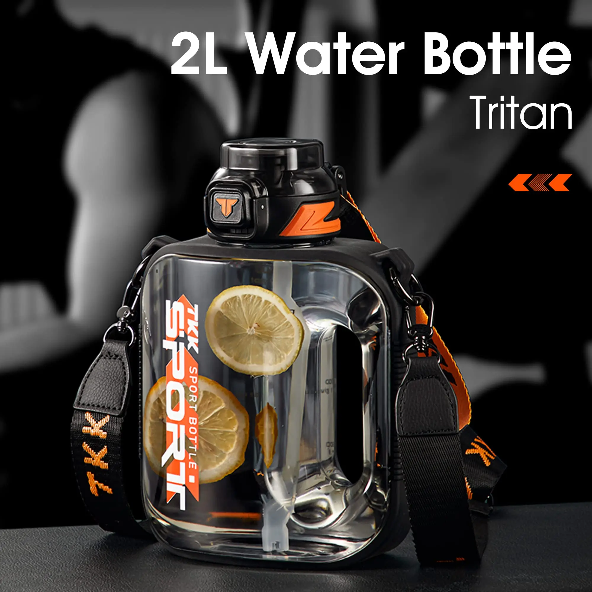 Tkk 1/1.6/2l Sportwaterfles Tritan Creatieve Beker Met Grote Capaciteit Hittebestendige Outdoor Reisketel Voor Volwassenen Sportschool Fitnesskannen