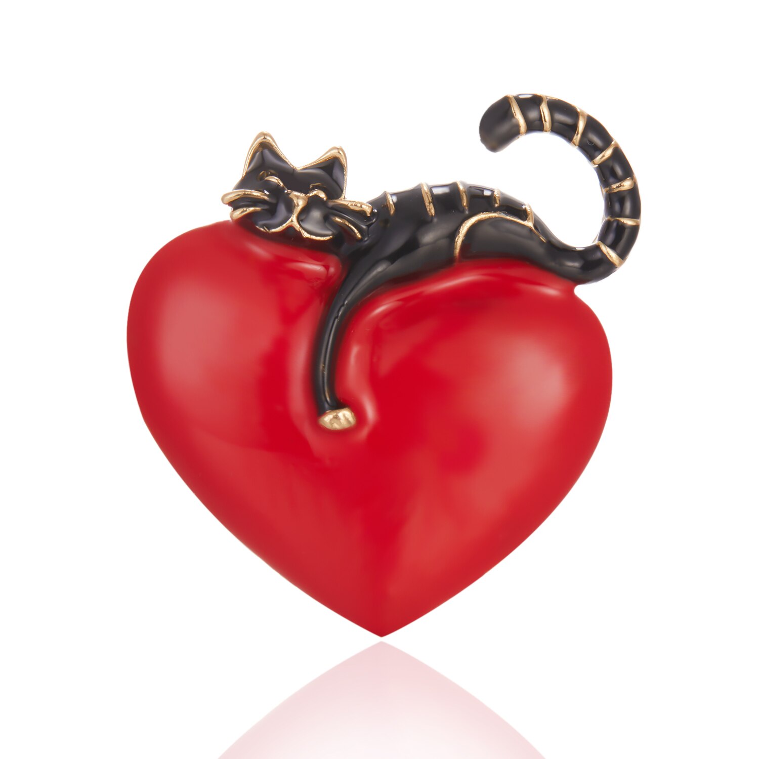Broche de erizo bonito para mujer, broches de animales con diamantes de imitación de cristal a la , joyería de divertido, ramillete de , 2022: Cat Heart