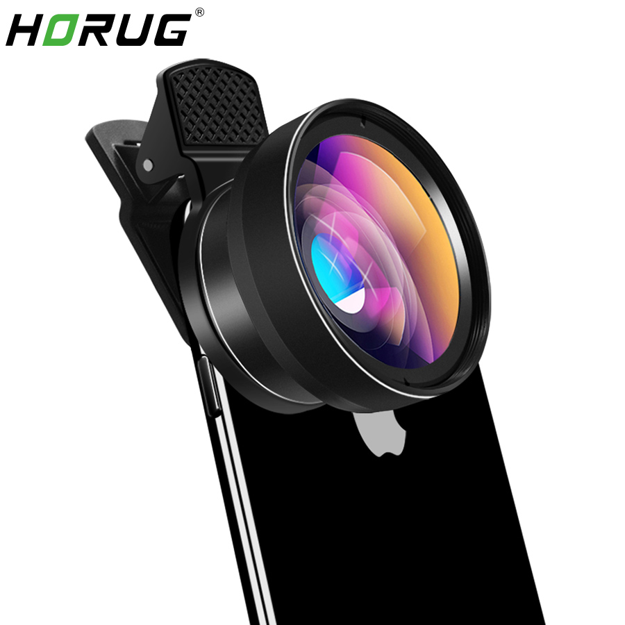 HORUG Mobile Phone Lens For Phone Smart 0.45X Wide Angle 12.5X Micro Cell Phone Camera Lens For iPhone X 8 7 Xiaomi Cellphoone: Default Title