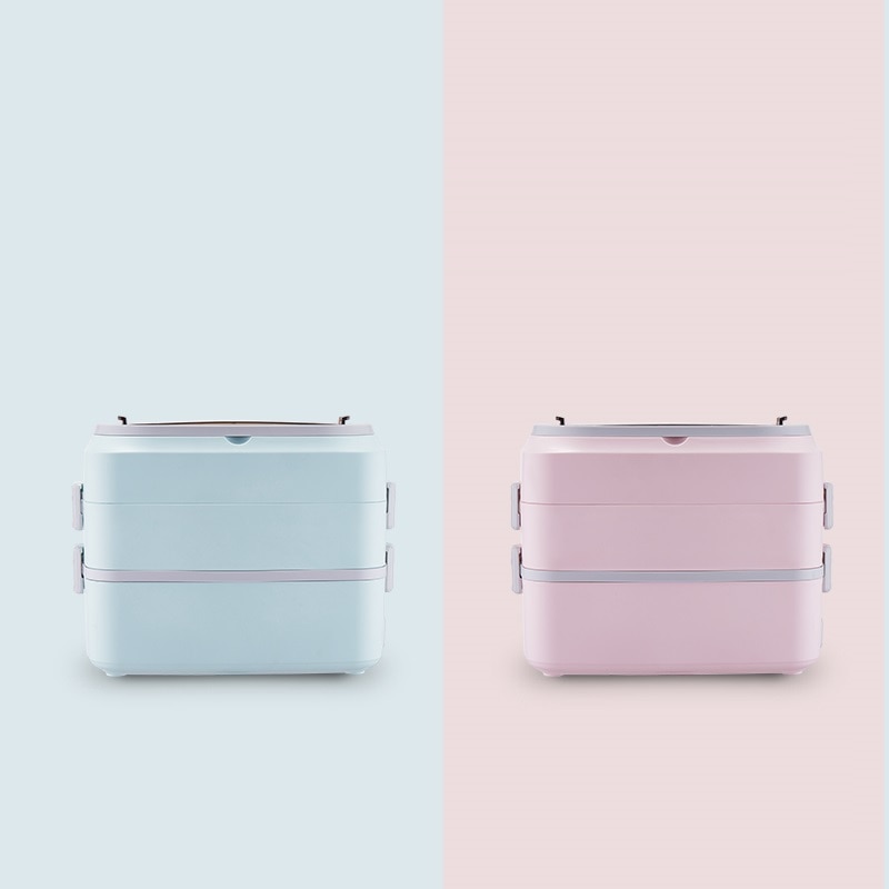 220V 2 Layers Electric Meals Food Heating Box Mini Portable Electric Rice Cooker Steaming Cooking Machine For Office School