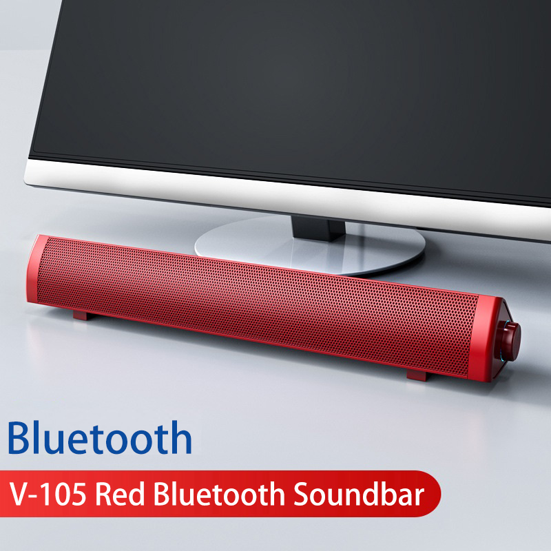 Home Theater Soundbar Desktop Luidspreker Met Bluetooth Microfoon Usb Jack Dual Luidspreker Sound Stereo Surround Sound Voor Thuis: V-105 Red BT