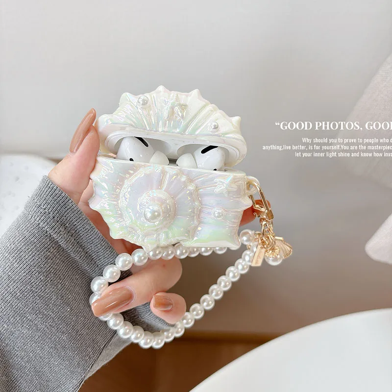 Conch Glitter Hülle für Huawei FreeBuds 4 4e 5 5i 6i Abdeckung für Huawei Free Buds Pro Pro2 Pro3 Pro4 SE2 SE3 Kostenloser Clip FreeClip