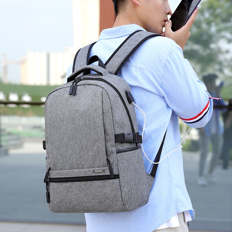USB Charing Men Backpack Laptop Mochila Mujer Solid Student Travel School Bag For Men Business Large Shoulder Bags CJ995