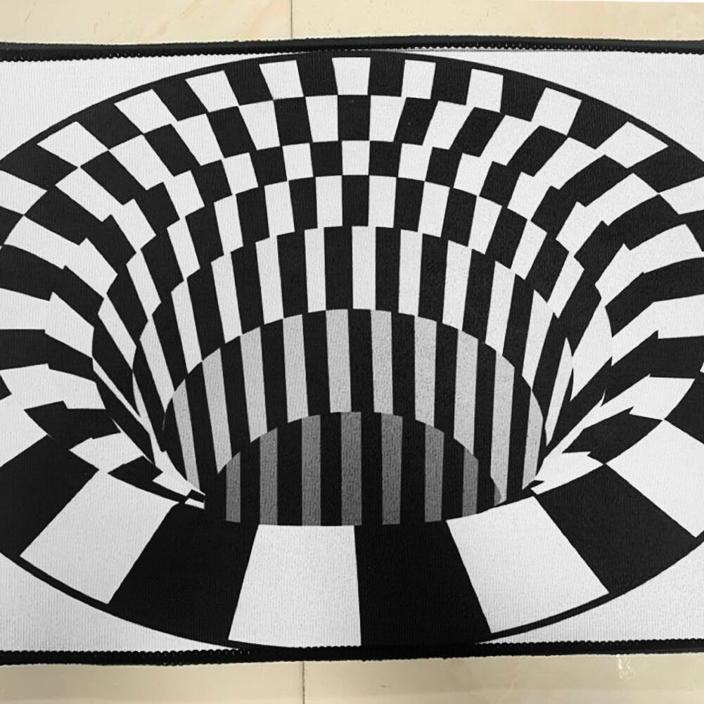Grid Vortex Rectangular Carpet Non-slip 3D Print Floor Mat Illusion Rugs