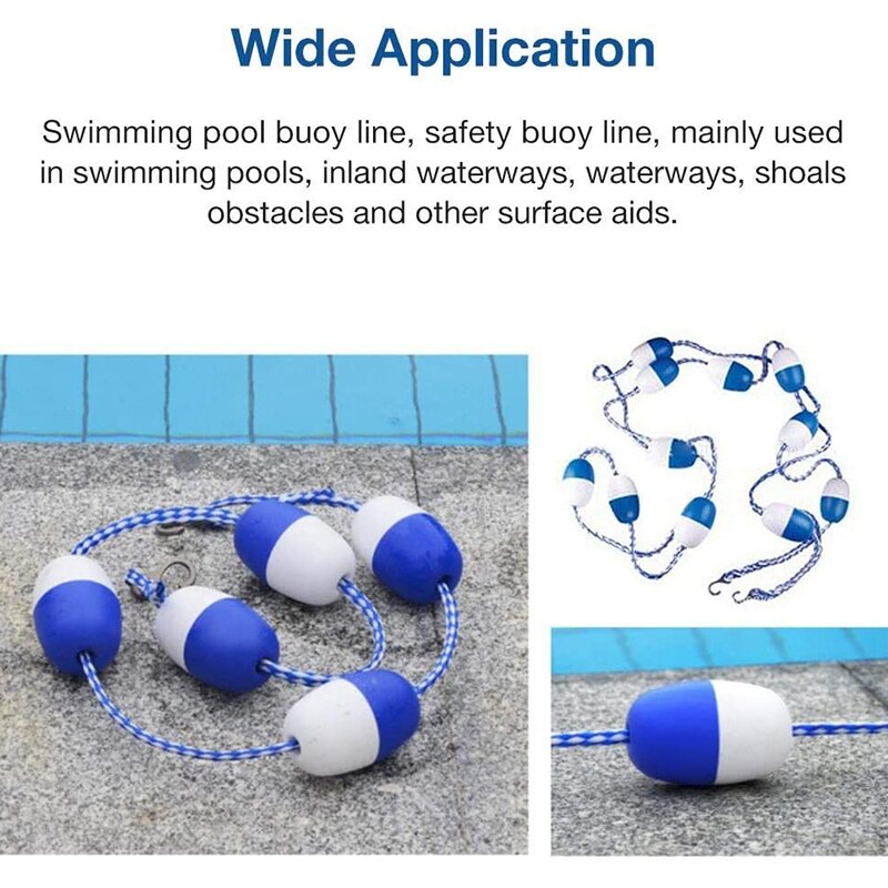 Swimming Pool Safety Divider Swimming Pool Adjustable Floating Warning Line Swimming Pool Safety Divider with Buoy, Hook