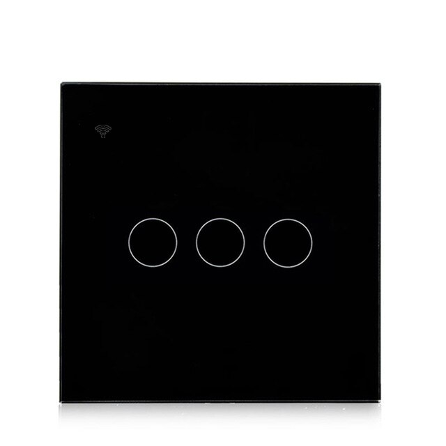 Upgraded EU WiFi Smart Light Touch Switch No Neutral Wire Required Smart Life Tuya APP control Alexa Google Home 1/2/3 Gang: 3gang black