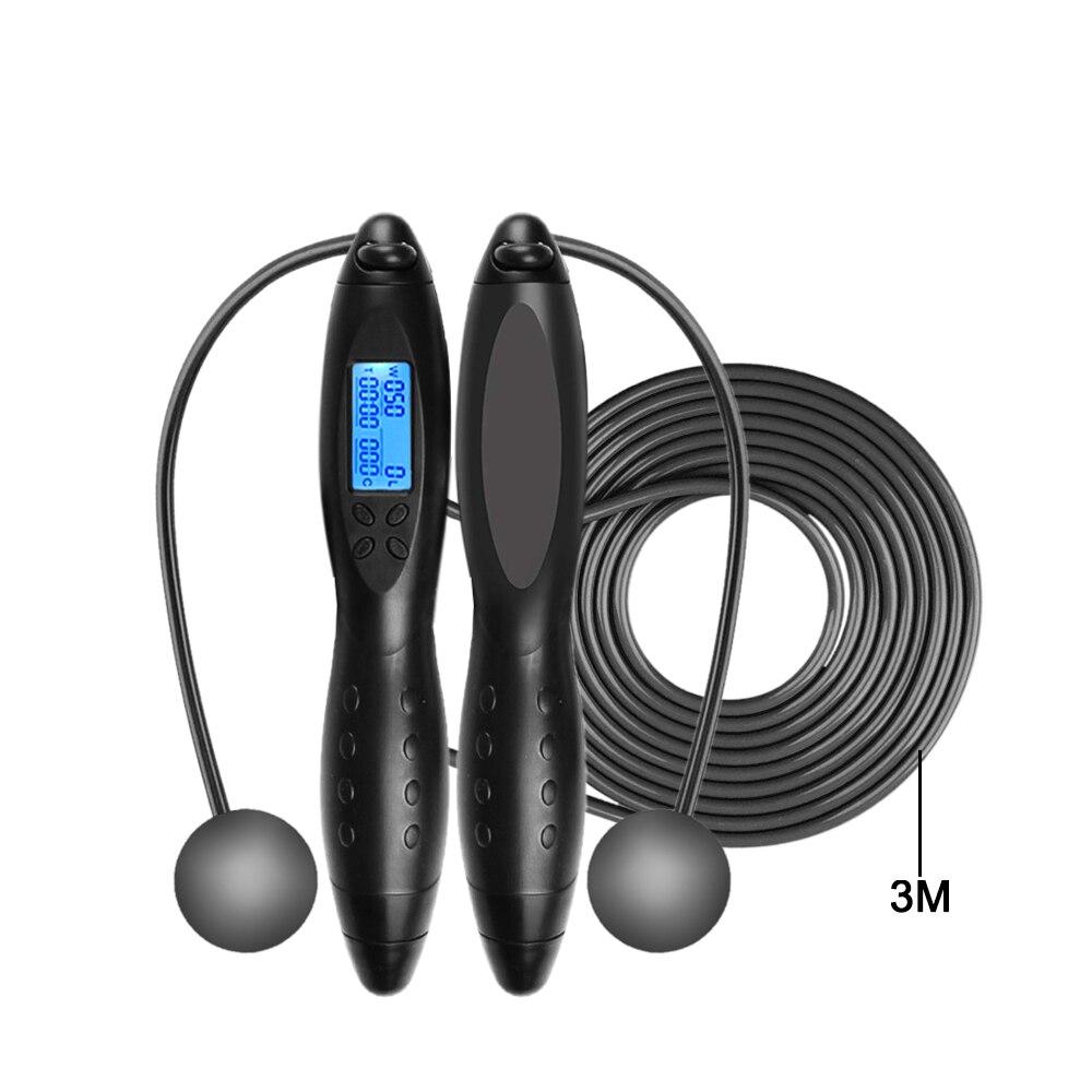 Smart Jump Rope with Digital Counter Crossrope Jump Rope Fitness Sport Skipping Ropes with Anti-Slip Hand Grip and LCD Screen: Black