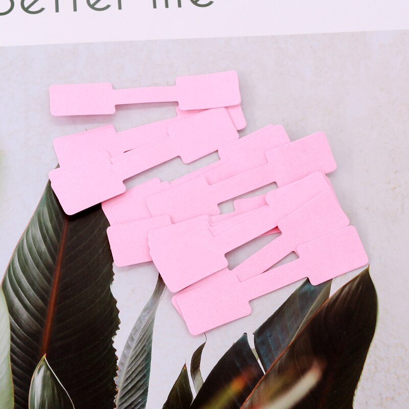 100PCS 1.3*6cm multicolor paper folded ring label white/pink/yellow self adhesive price labels sticker for jewelry
