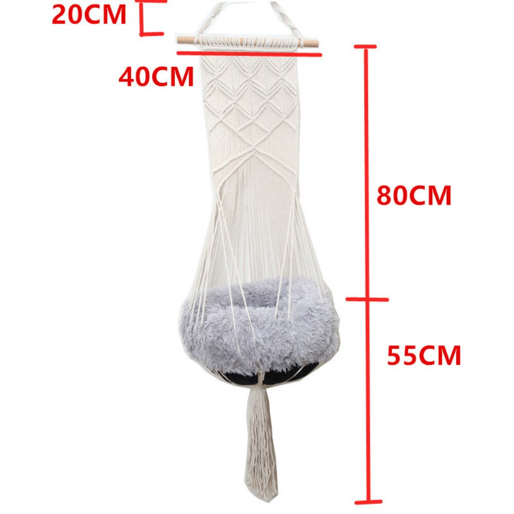 Macrame kat gyngeseng kæledyr hængende senge kvast katte legetøj håndvævet bomulds reb hængende kurv gobelin hjemindretning kæledyr hammack