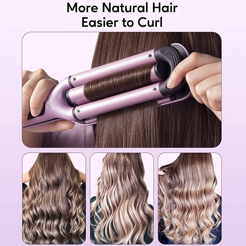 KIPOZI KP-JFB280 Professiona Beauty Beach Waves Curling Iron U-Shaped Ceramic Barrel Locking Button Dual Voltage Salon Hair Tool