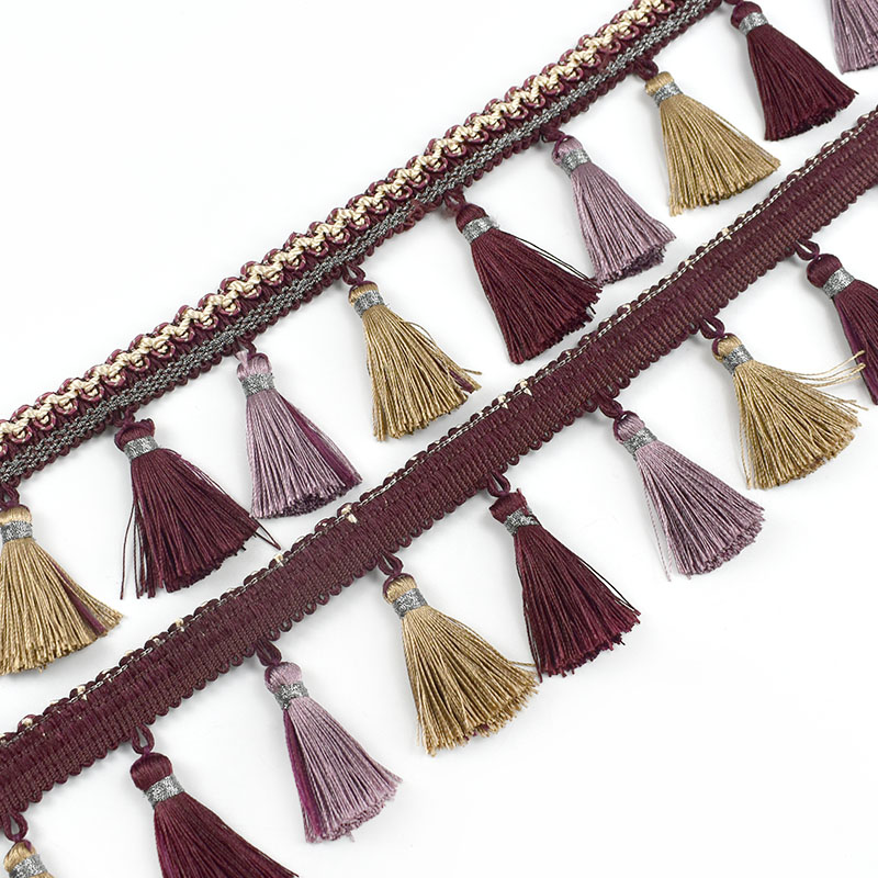 1/2Meters Meetee 85mm Wide Curtain Trim Tassels Lace Fringe Ribbon DIY Handmade Mantle Sofa Hometextile Decortion Accessories: Purple / 1Meter