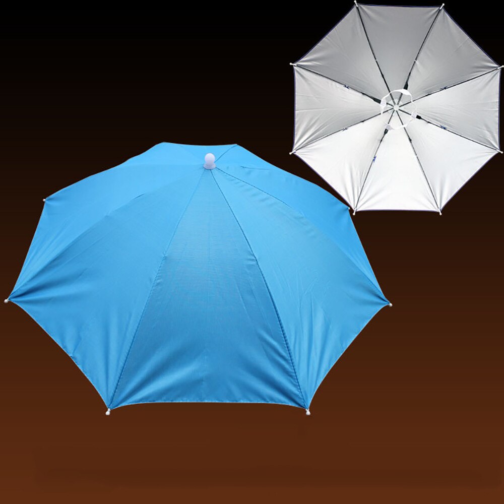 Digital Camo gorra para senderismo y pesca paraguas lluvia mujeres uv paraguas para mujeres al aire libre plegable sombrillas para la cabeza: BLUE
