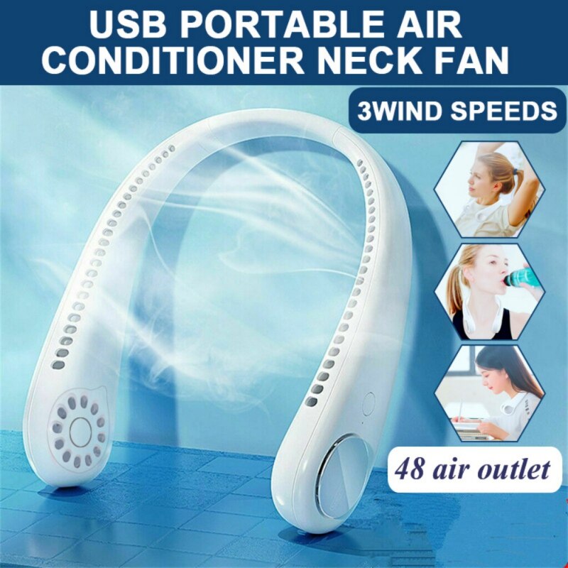 360 ° køling hængende bladløs halsventilator usb personlig håndfri halsventilator bærbar hovedtelefon sommer luftkøler