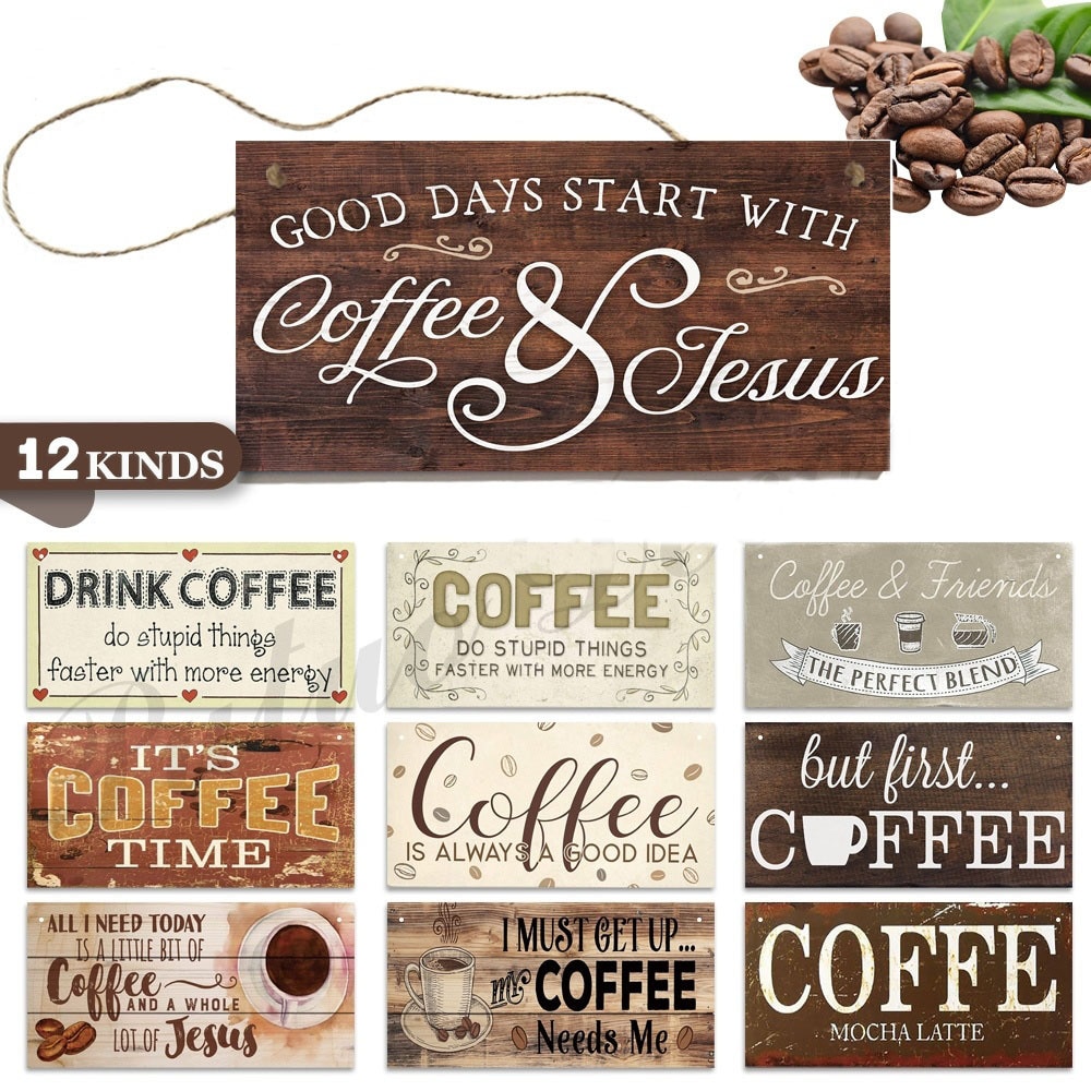 Coffee Wooden Hanging Signs Decorative Plaques Door Wooden Plaque In Home Decor Cafe Kitchen Hanging Home Decor