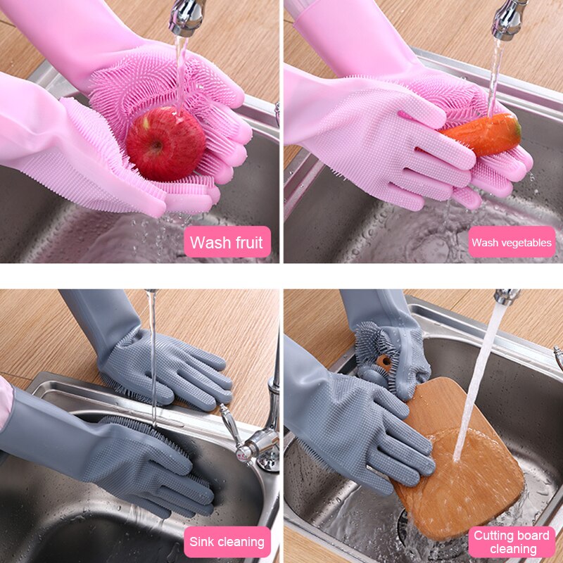 Gants de vaisselle en Silicone, fournitures de cuisine, outils de nettoyage, gants de vaisselle, BV789