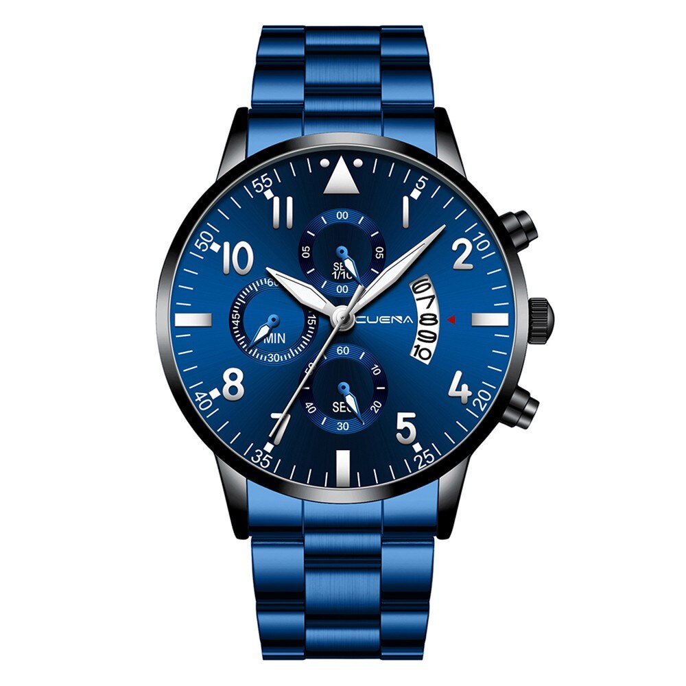 Relogio masculino horloges heren sport roestvrij stalen kast leren band horloge quartz zakelijk polshorloge reloj hombre: M