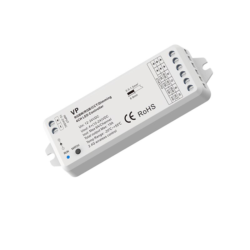 controlador de tira Led, receptor inalámbrico RF de 2,4 GHz, 12V -24V, V1/V3/VP/V4/V4-L/V5/V5-M, WW/RGB/RGBW, RGB + CCT, atenuador de cadena