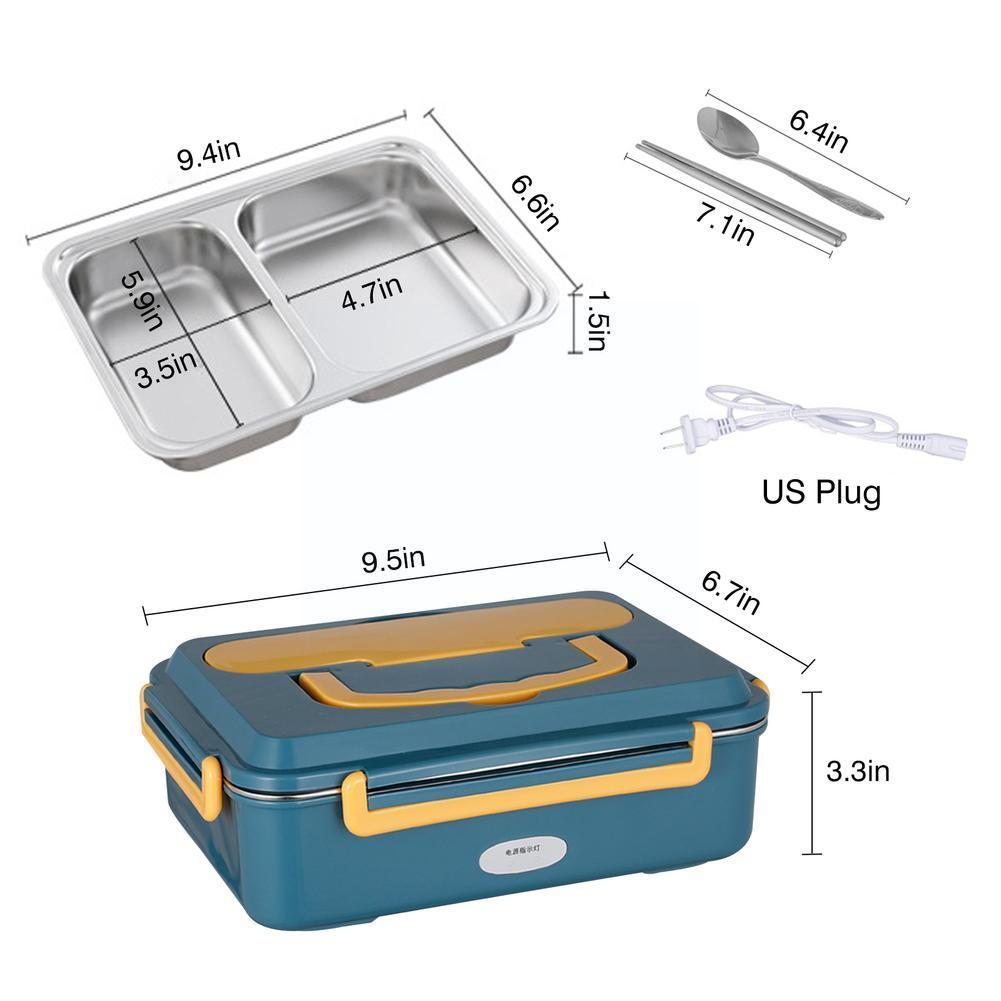 2 In1 Electric Heated Lunch Box 220V 110V 24V 12V Steel Food Heater Heating Container Food Warmer R7X7