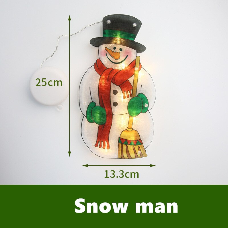 Kerst kerstman led verlichting zuignap raam kerstboom hangende verlichting festival raam decoratieve eland verlichting: Sneeuwman
