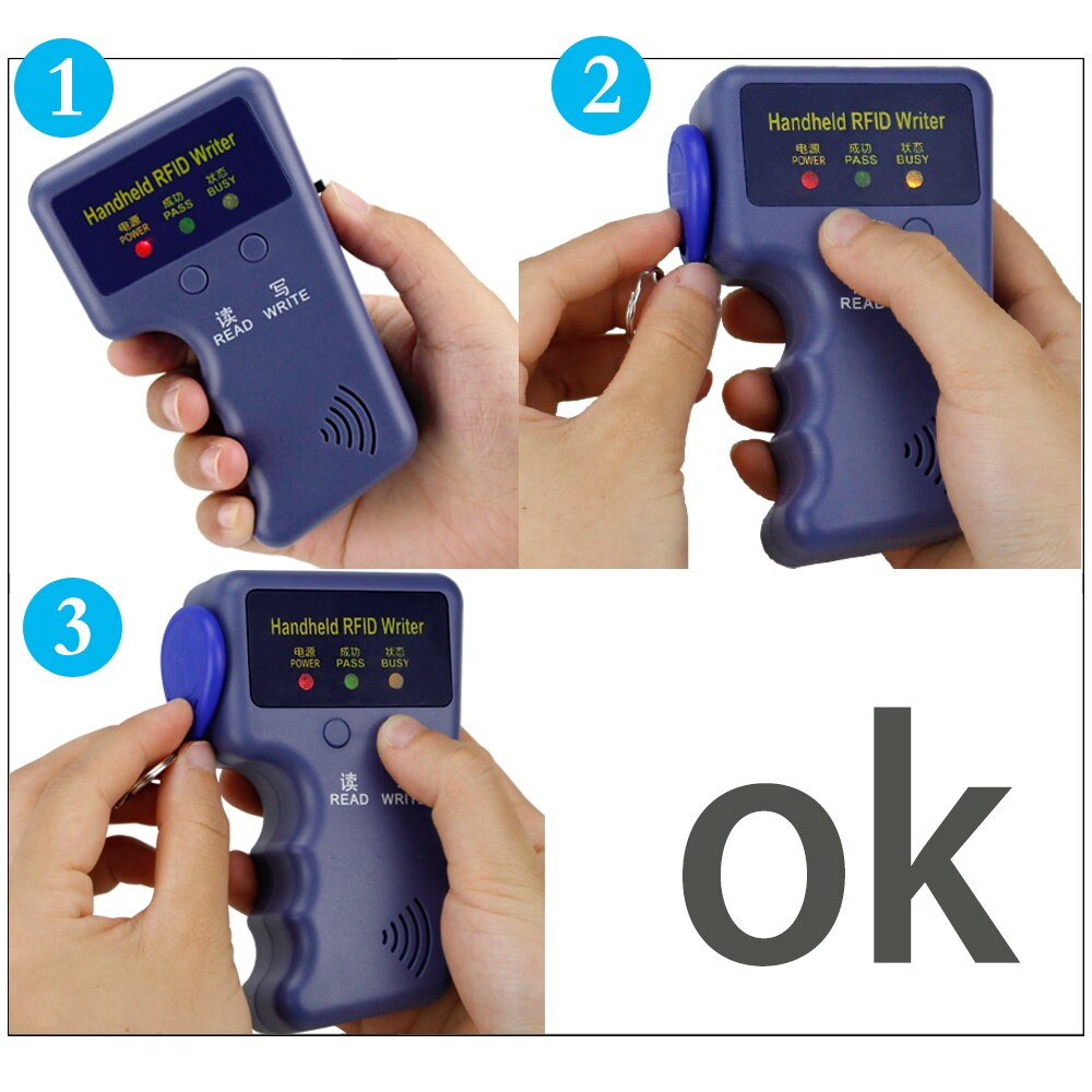 Handheld RFID Copier 125khz RFID Reader Writer Duplicator Key fob Programmer Mini Support ID EM4100 T5577 / EM4305 Key Cards