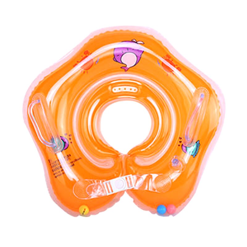 Flotador de piscina inflable de PVC para bebés, anillos de natación de doble cubierta de seguridad flotante con mango N66,: Naranja