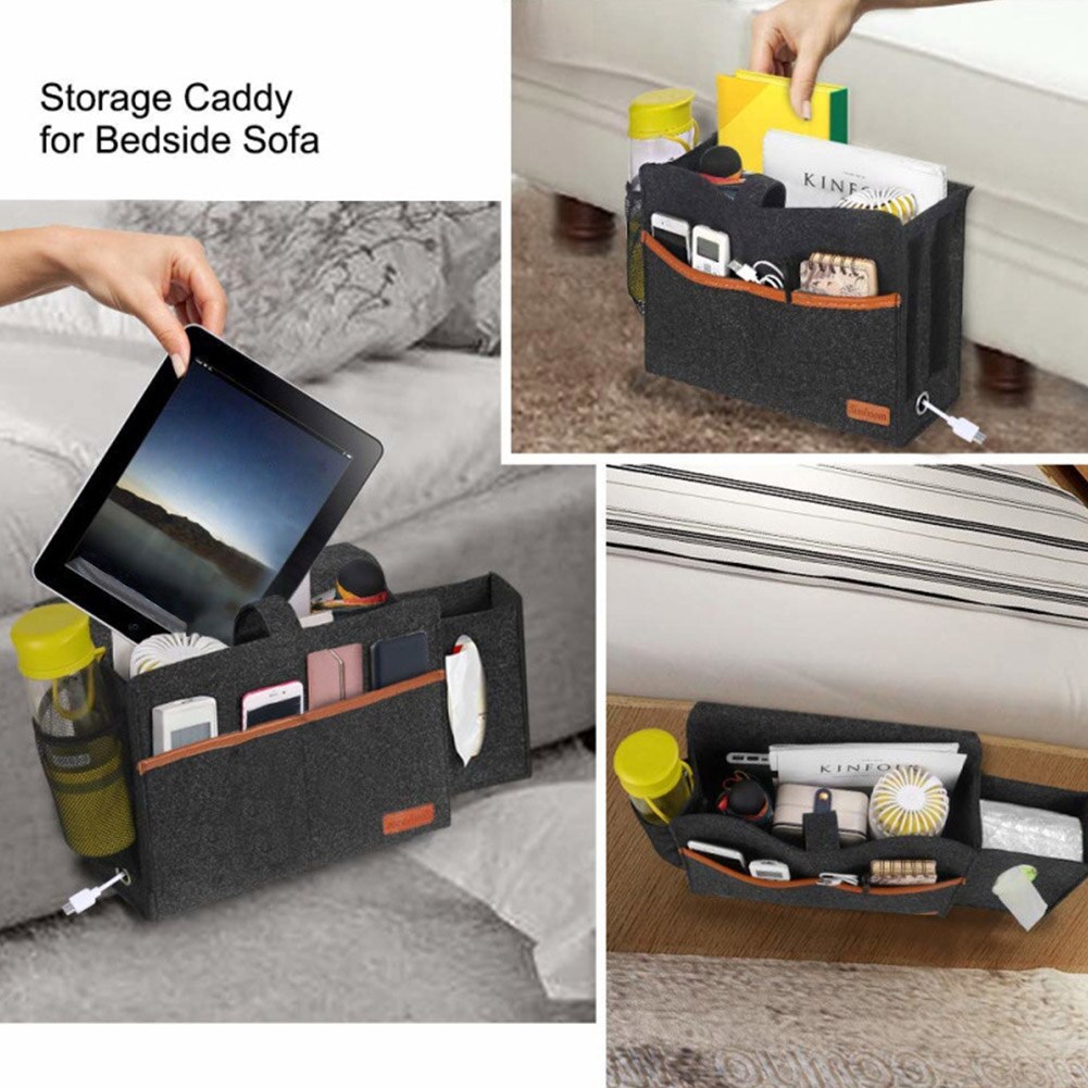 Thuisbank slaapzaalbureau antislip met tissuebox waterfleszak bedorganizer nachtkastje stapelbed vilten opbergzak