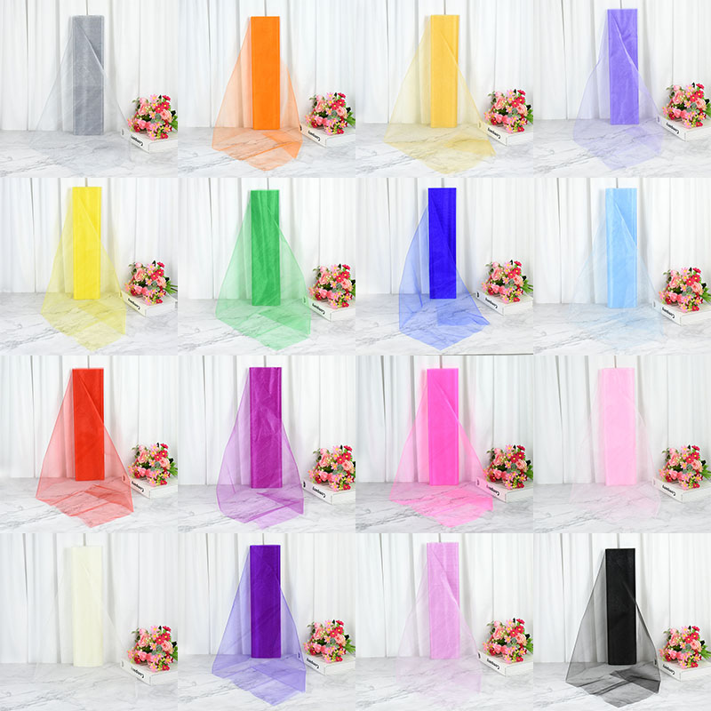 Rollo de tul para decoración de boda, tela transparente de Organza de cristal para fondo de de cumpleaños, fajas para silla de boda, hilo decorativo, 5/10m