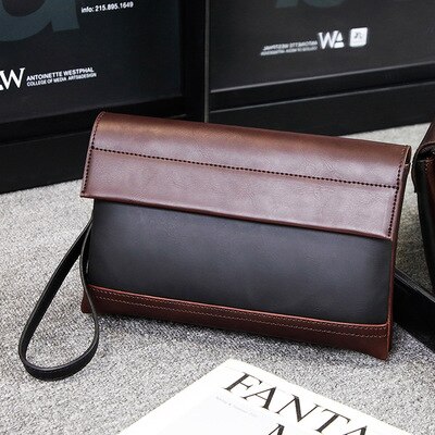 Men Envelope Bags Large Capacity Zipper Mens Clutches Wristlet Purse Handbag Evening Bag Mobile Pouch: Coffee and Black