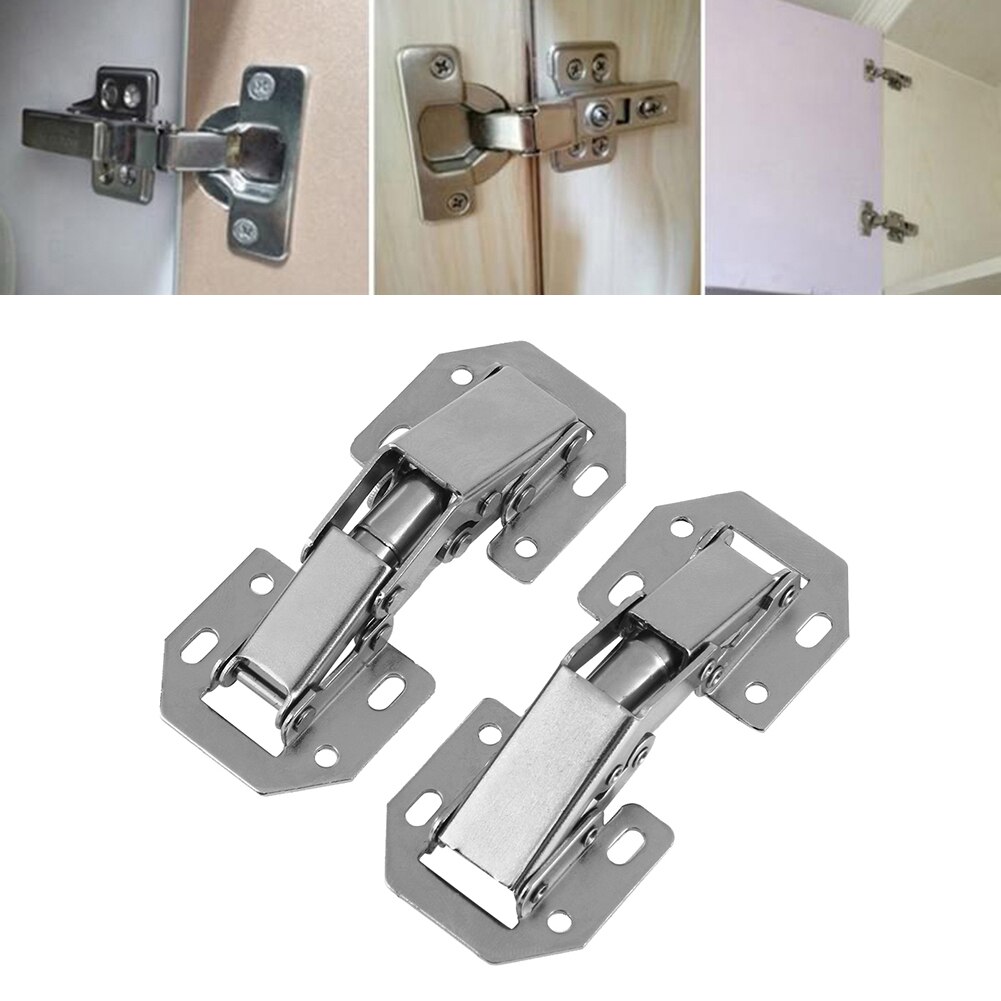 4 inch Cabinet Hinge 90 Degree No-Drilling Hole Cupboard Closet Door Buffer Hinges Soft Close with Screws Furniture Hardware