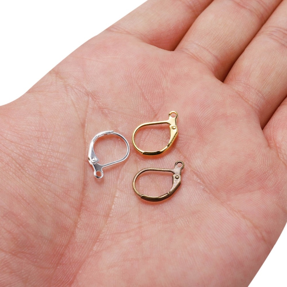 20 stk/parti 15*10mm guld fransk arm ørering kroge tråd indstillinger base bøjler øreringe til gør-det-selv smykker fremstilling forsyninger