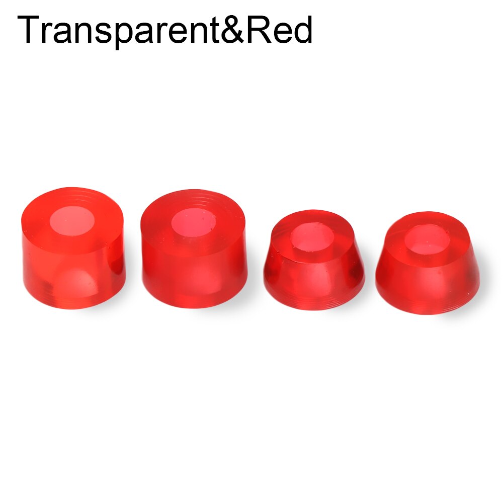 4Pcs Skateboard Bushing Truck Wheels Axle Bushings Scooter PU Cushion Dancing Longboard Skateboard Shockproof Accessories: Transparent Red